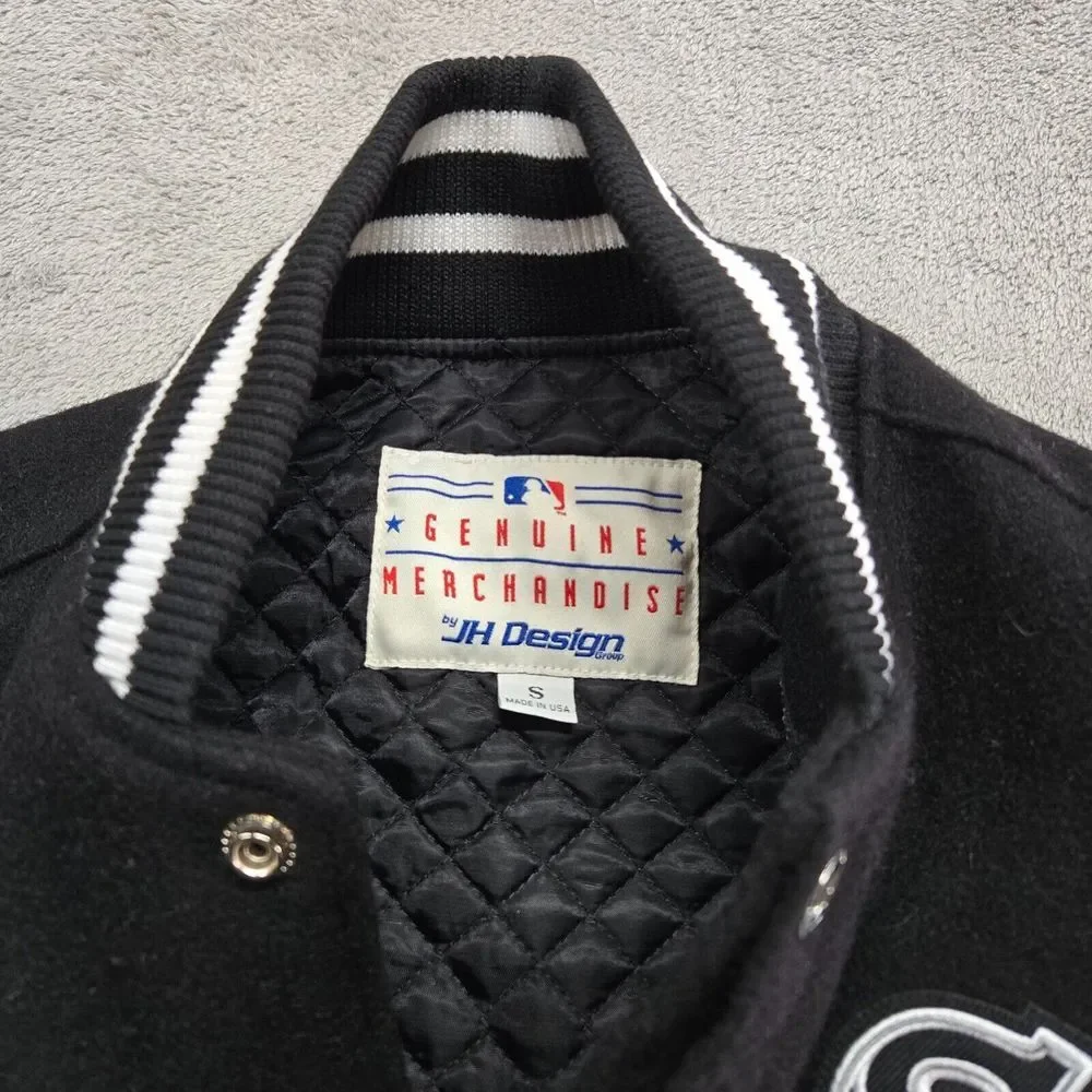 Chicago White Sox Embroidered Wool and Leather Jacket Mens Small JH Design Group